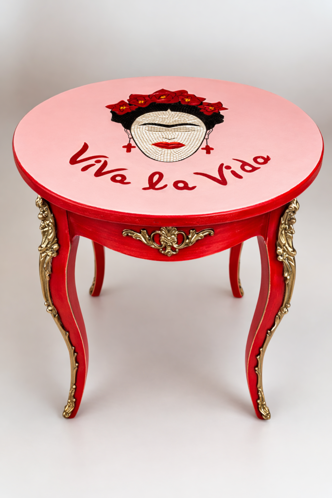 gueridon mosaïque frida kahlo viva la vida mobilier art luneik